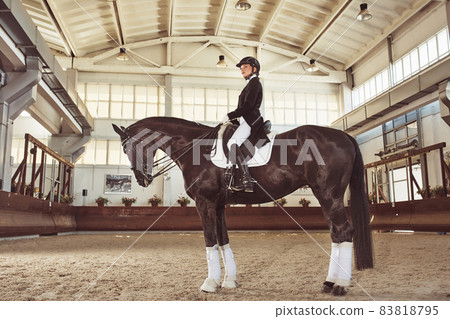 woman jockey with his horse 83818795