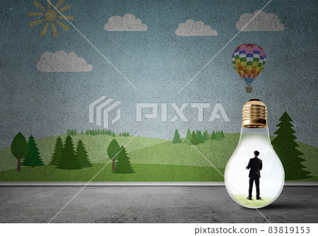 Businessman trapped in bulb 83819153