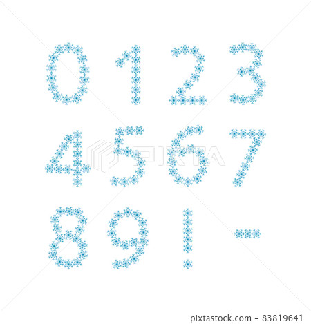 Numbers from snowflakes. Festive font or decoration for New Year and Christmas or winter holiday Numbers from snowflakes. Festive font or decoration for New Year and Christmas or winter holiday 83819641