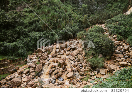 Tropical landscape with woods and lake in east african country Tropical landscape with woods and lake in east african country 83820794
