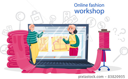 Online fashion workshop. Seamstress, tailor distance education platform. Creative atelier profession 83820935