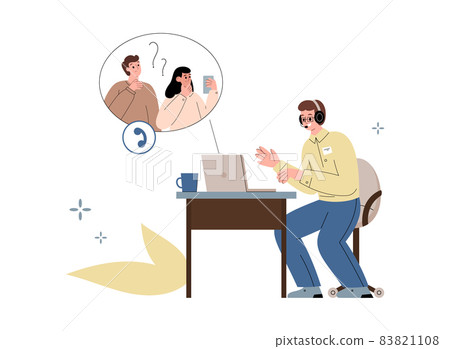 Online customer service operator helping clients, vector illustration isolated. 83821108