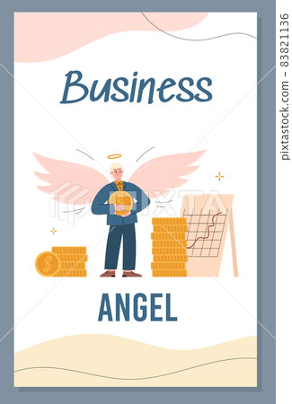 Business investments banner with angel investor, flat vector illustration. 83821136