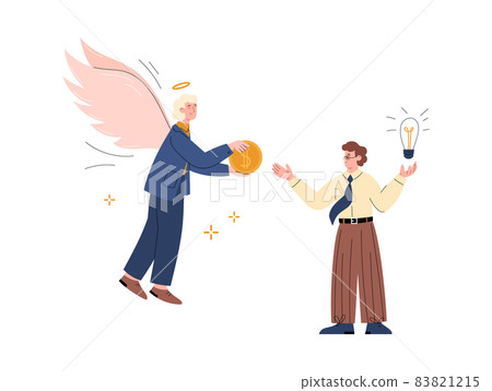 Businessman receiving finance from angel investor vector illustration isolated. 83821215