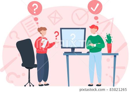 Women solving question. Problem Solution. Career success in teamwork, creative project idea 83821265