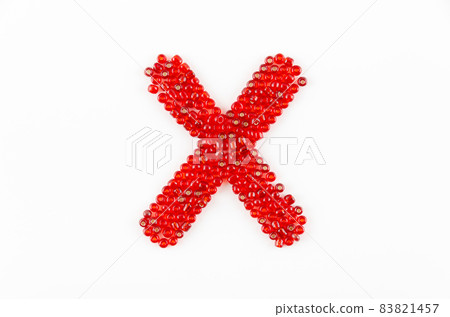 Red beads alphabet X 83821457
