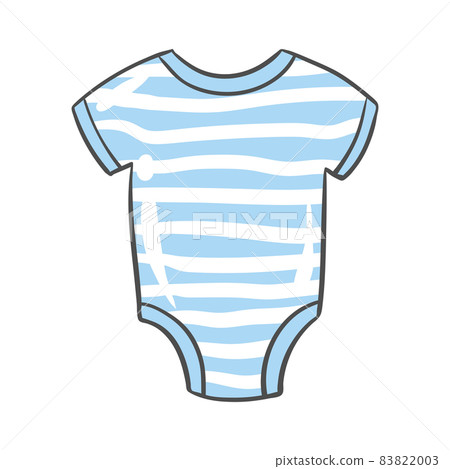 Illustration of baby suit. Clothes for newborn. Happy Birthday image. Holiday baby shower simbol. 83822003