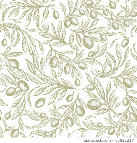 Olive drawn seamless pattern Vector texture branch Olive drawn seamless pattern Vector texture branch 83822227