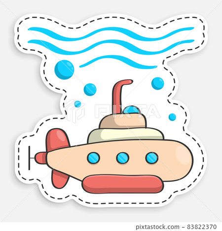 cartoon icon of doodle scientific bathyscaphe, submarine. Underwater research. Vector isolated on white background 83822370