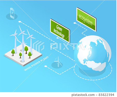 Electricity, alternative energy production using green technology to protect environment on planet 83822394