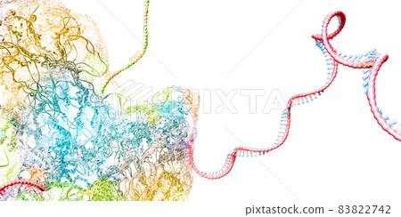 Ribosome as part of an biological cell constructing messenger rna molecule - 3d illustration 83822742