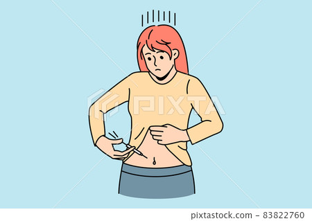 Sick woman make insulin injection in belly  83822760