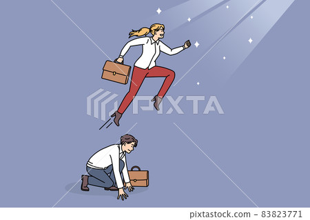 Motivated businesswoman reach career work goal  83823771