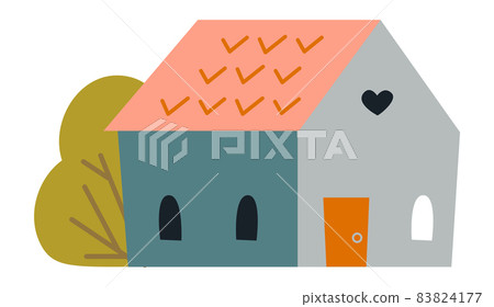 Tiny house with heart window. Lovely home Tiny house with heart window. Lovely home 83824177