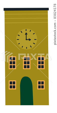 Building with clock. Cute town school. City hall symbol Building with clock. Cute town school. City hall symbol 83824178