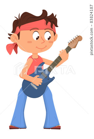 Young rock player. Boy playing on electric guitar Young rock player. Boy playing on electric guitar 83824187