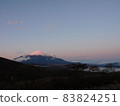 Red Fuji in the early autumn morning from the Yamanakako panorama stand 83824251