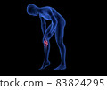 Knee Pain. Blue Human Anatomy Body 3D render on black background 83824295