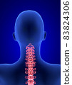 cervical Spine Pain. Blue Human Anatomy Body 3D render on blue background 83824306