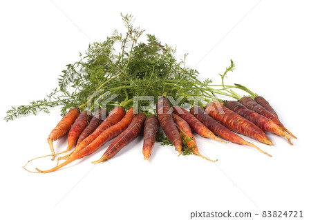 Yellow-red carrot with leaves Yellow-red carrot with leaves 83824721