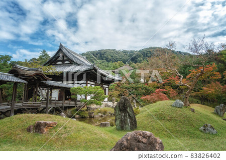 秋天的京都,高台寺、開山堂和觀月台的花園景色 秋天的京都,高台寺、開山堂和觀月台的花園景色 83826402