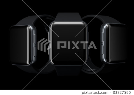 Set of smart watches or fitness tracker on black background. Set of smart watches or fitness tracker on black background. 83827590