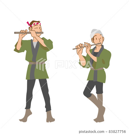 男人和女人在節日音樂中吹著忍 男人和女人在節日音樂中吹著忍 83827756