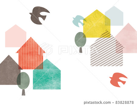 Scandinavian watercolor houses and cityscape Scandinavian watercolor houses and cityscape 83828878