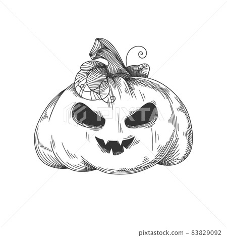 Pumpkin with a smiling face. Halloween pumpkin. Happy Halloween Vector 83829092