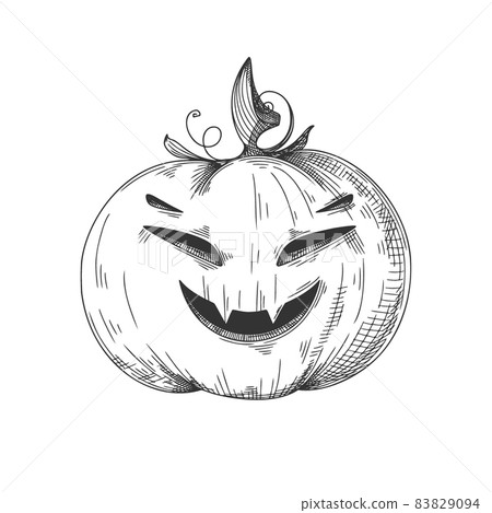 Pumpkin with a smiling face. Halloween pumpkin. Happy Halloween Vector 83829094