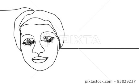 Woman face with Continuous one line drawing. Minimalist Black White Drawing Artwork Woman face with Continuous one line drawing. Minimalist Black White Drawing Artwork 83829237