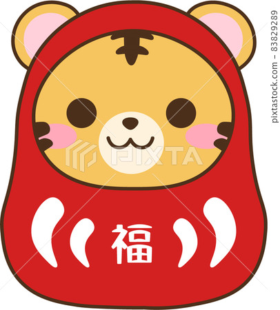 Deformed cute Daruma Tora New Year's card illustration 83829289