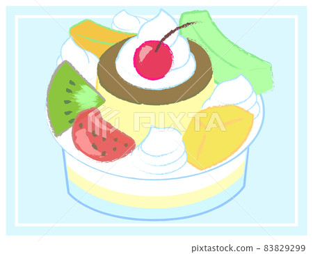 Pudding a la mode hand-drawn style illustration with background 83829299