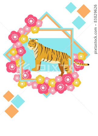 Japanese style background material of tiger and flower Japanese style background material of tiger and flower 83829626