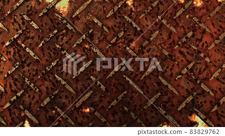 Iron striped steel plate corroded by brown rust 83829762