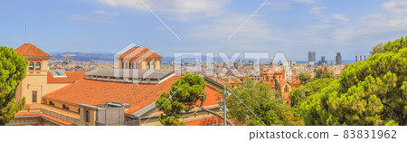 Panoramic view over Barcelona from Olympic area Panoramic view over Barcelona from Olympic area 83831962