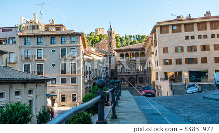 View on central plaza of historic town Alcaniz in Spain during daytime View on central plaza of historic town Alcaniz in Spain during daytime 83831972