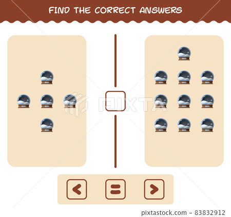 Find the correct answers of cartoon glass snow ball. Searching and Counting game. Educational game for pre shool years kids and toddlers 83832912