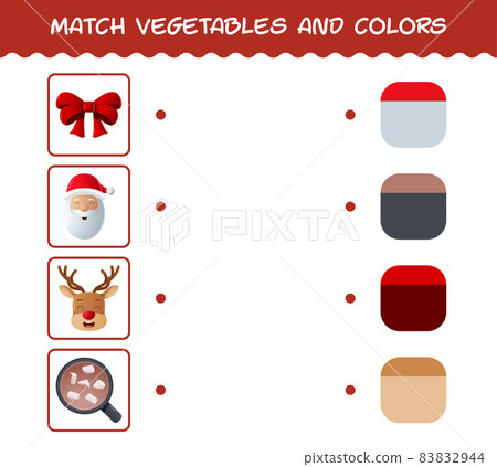 Match cartoon christmas and colors. Matching game. Educational game for pre shool years kids and toddlers 83832944