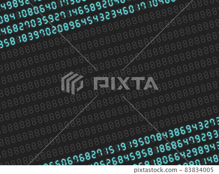 Digital number random pattern top and bottom frame [diagonal / cyan] 83834005