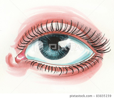 Beautiful blue eye. Ink and watercolour drawing of a beautiful blue eye Beautiful blue eye. Ink and watercolour drawing of a beautiful blue eye 83835159