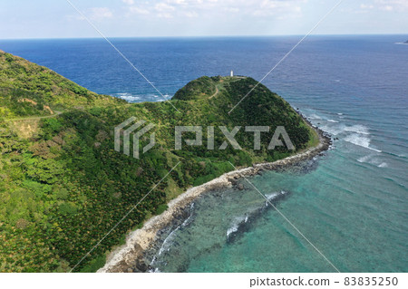 Aerial view of the cape of Imaizaki in Tatsugo Town, Amami 83835250