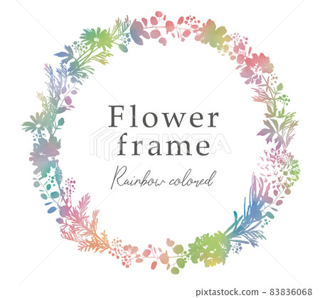 水彩彩虹色的優雅花框 83836068