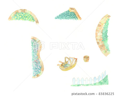 Watercolor; collection of gardening illustrations - Stock Illustration ...
