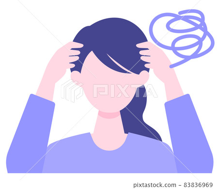 Casual woman's upper body illustration is in trouble 83836969