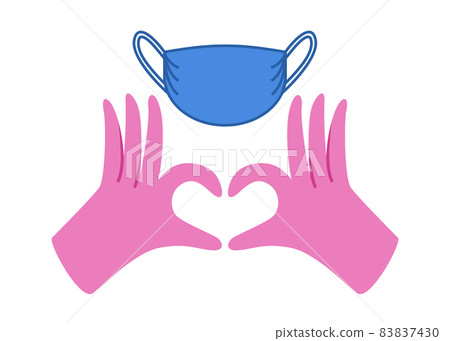 Thank you for wearing mask. Gloved hands heart Thank you for wearing mask. Gloved hands heart 83837430