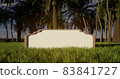Blank sign in the grass with tropical trees in the background 83841727