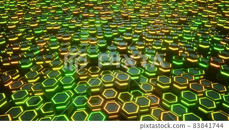 Yellow and green. Hexagon abstract background. hexagonal structure 3d illustration Yellow and green. Hexagon abstract background. hexagonal structure 3d illustration 83841744