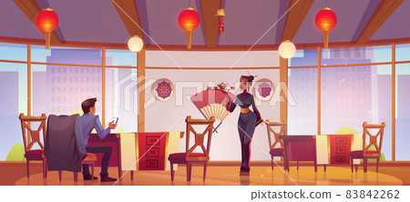 Tea ceremony in asian cafe with authentic decor 83842262