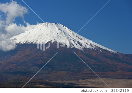 The summit of Mt. Fuji seen from Mt. Myojin << Yamanakako Village >> 83842519